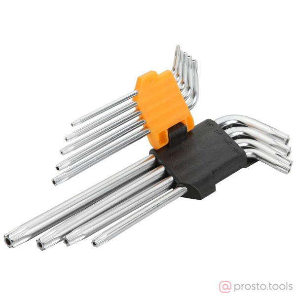 Изображение Набор ключей имбусовых TORX T10-T50 9шт., удлиненные, с отверстием //TOLSEN