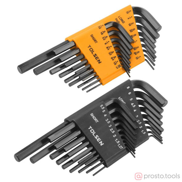 Изображение Набор ключей имбусовых HEX 1,27-8 & HEX 0,05"-5/16" 36шт. //TOLSEN