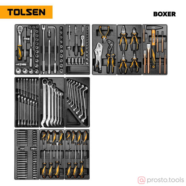 Изображение Набор инструмента для тележки 157пр. 12 ложементов BOXER //TOLSEN