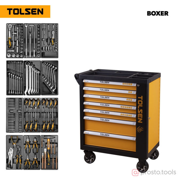 Изображение Набор инструмента 157пр. в тележке (черной) BOXER //TOLSEN