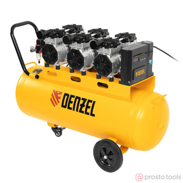 Изображение Компрессор безмаслянный DLS 2250/100 малошумный 2250 Вт, 410 л/мин 3х750 ресивер 100 л //DENZEL