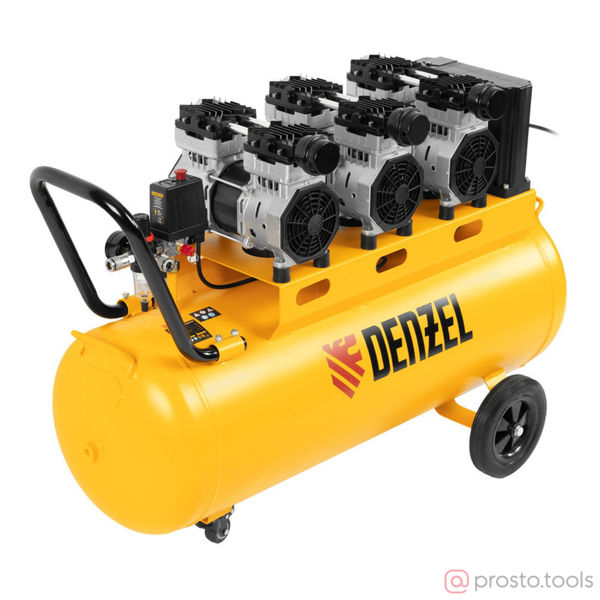 Изображение Компрессор безмаслянный DLS 2250/100 малошумный 2250 Вт, 410 л/мин 3х750 ресивер 100 л //DENZEL