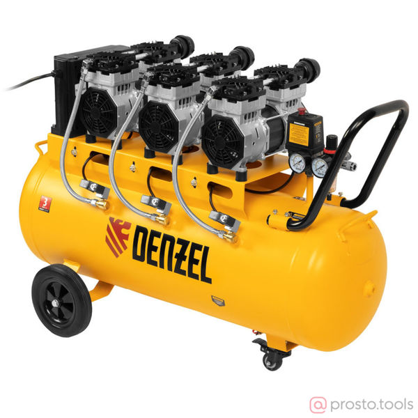 Изображение Компрессор безмаслянный DLS 2250/100 малошумный 2250 Вт, 410 л/мин 3х750 ресивер 100 л //DENZEL