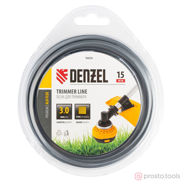 Изображение Леска для триммера 3,0мм 15м квадратная ALUFLEX //DENZEL