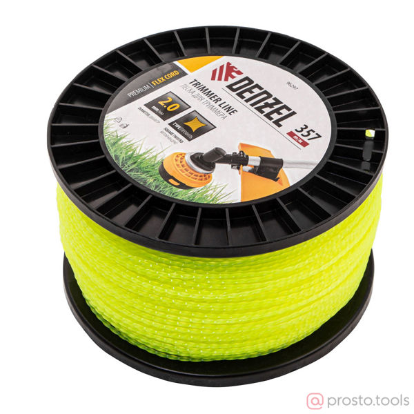 Изображение Леска для триммера 2,0мм 357м витой квадрат, FLEX CORD //DENZEL