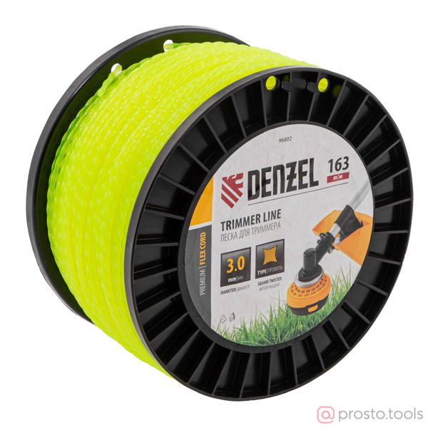 Изображение Леска для триммера 3,0мм 163м витой квадрат, FLEX CORD //DENZEL