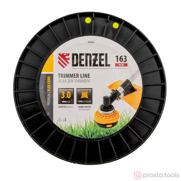 Изображение Леска для триммера 3,0мм 163м витой квадрат, FLEX CORD //DENZEL