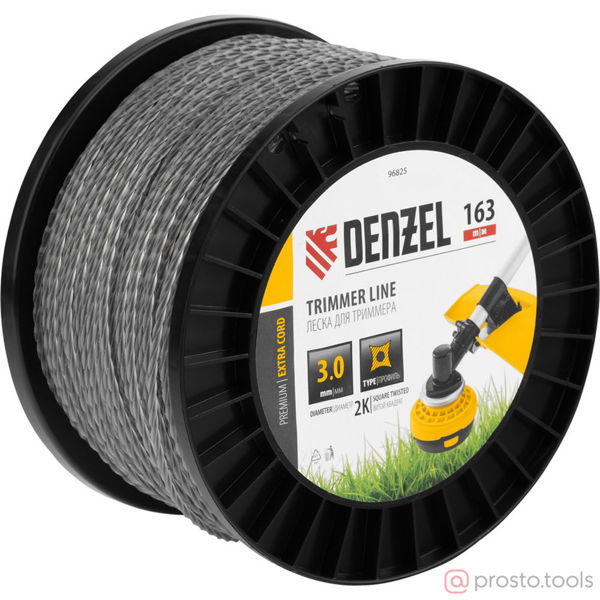 Изображение Леска для триммера 2,0мм 15м звезда двухкомпонентная FLEX CORD //DENZEL