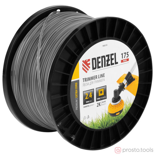 Изображение Леска для триммера 2,4мм 175м квадрат двухкомпонентная EXTRA CORD //DENZEL