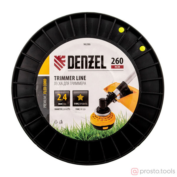 Изображение Леска для триммера 2,4мм 260м звезда FLEX CORD //DENZEL