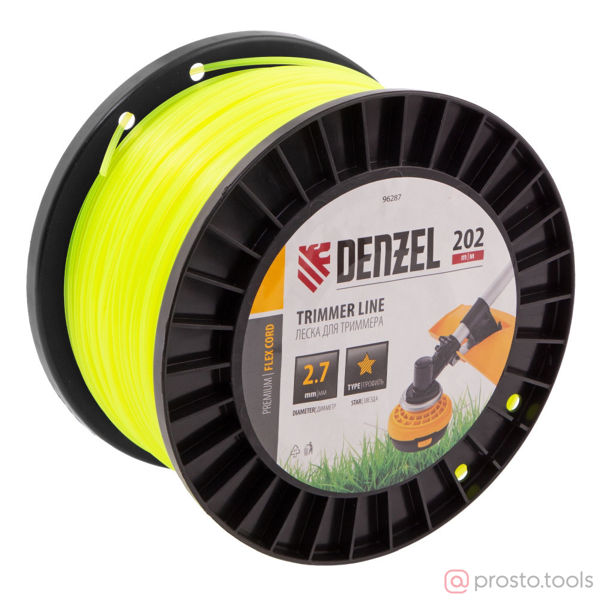Изображение Леска для триммера 2,7мм 202м звезда FLEX CORD //DENZEL