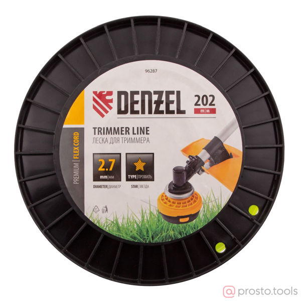 Изображение Леска для триммера 2,7мм 202м звезда FLEX CORD //DENZEL