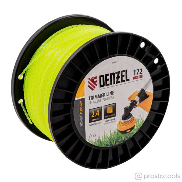 Изображение Леска для триммера 2,4мм 172м зубчатый квадрат FLEX CORD //DENZEL