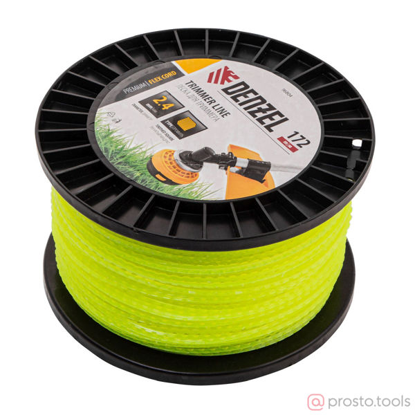 Изображение Леска для триммера 2,4мм 172м зубчатый квадрат FLEX CORD //DENZEL