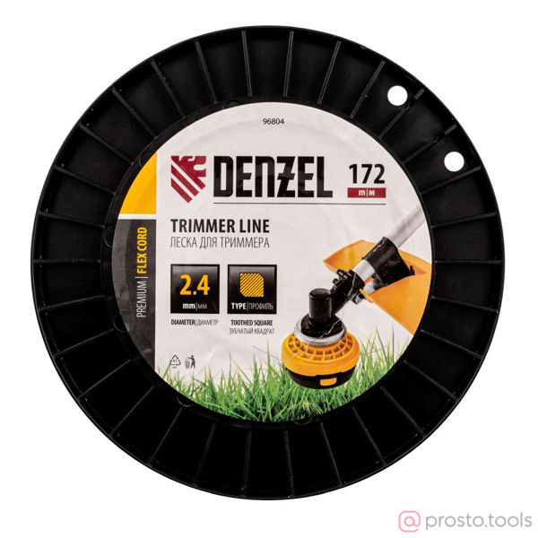 Изображение Леска для триммера 2,4мм 172м зубчатый квадрат FLEX CORD //DENZEL