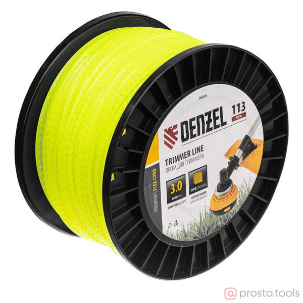 Изображение Леска для триммера 3,0мм 113м зубчатый квадрат FLEX CORD //DENZEL