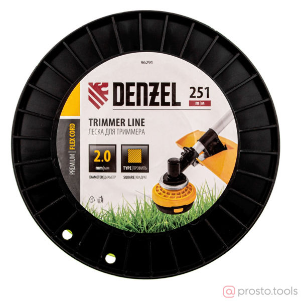 Изображение Леска для триммера 2,0мм 251м квадрат FLEX CORD //DENZEL