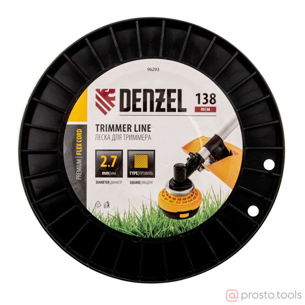 Изображение Леска для триммера 2,7мм 138м квадрат FLEX CORD //DENZEL