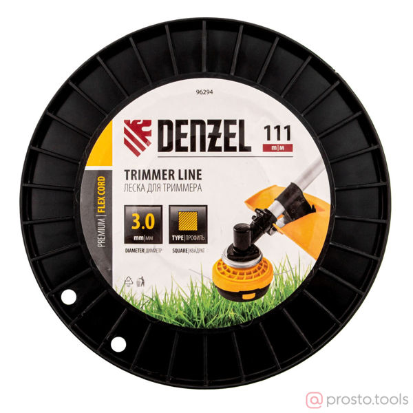 Изображение Леска для триммера 3,0мм 111м квадрат FLEX CORD //DENZEL