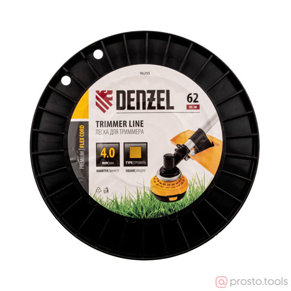 Изображение Леска для триммера 4,0мм 62м квадрат FLEX CORD //DENZEL
