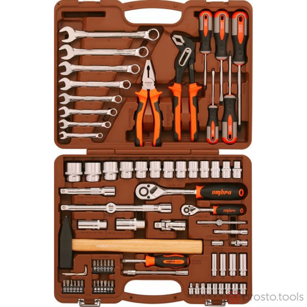Изображение Набор инструмента 77 пр. пласт. кейс 1/4", 1/2" DR OMT77S12 //OMBRA