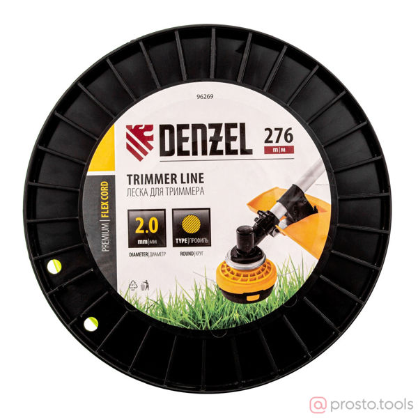 Изображение Леска для триммера 2,0мм 276м круглая FLEX CORD //DENZEL