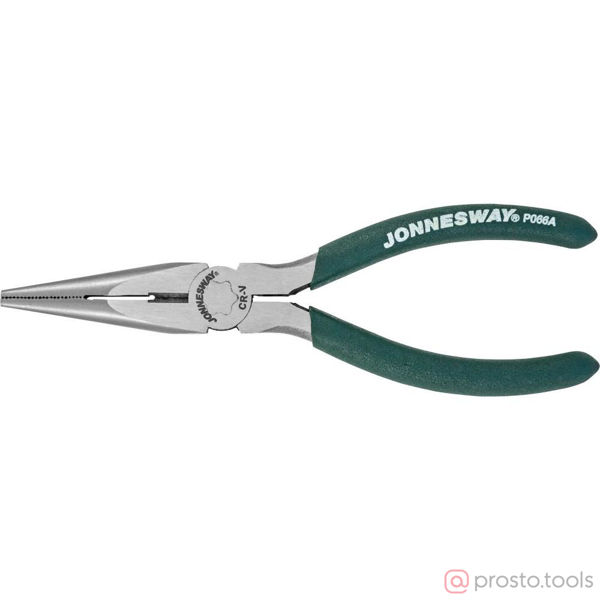 Изображение Длинногубцы 160 мм прямые P066A ПВХ рукоятки //JONNESWAY