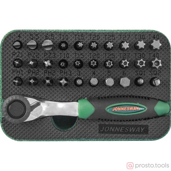 Изображение Набор вставок (бит) с трещоткой 1/4" 32 пред. RD01032S //JONNESWAY