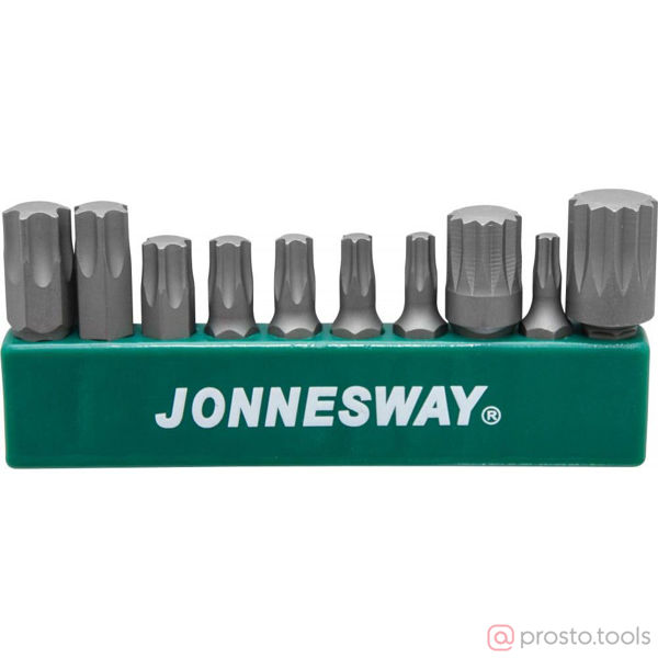Изображение Набор бит 10 пр. TORX, SPLINE пластиковый держатель S04H-D23010S //JONNESWAY