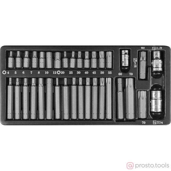 Изображение Набор вставок (бит) 10 мм, 14 мм TORX, HEX, 35пр. S29H4135S //JONNESWAY