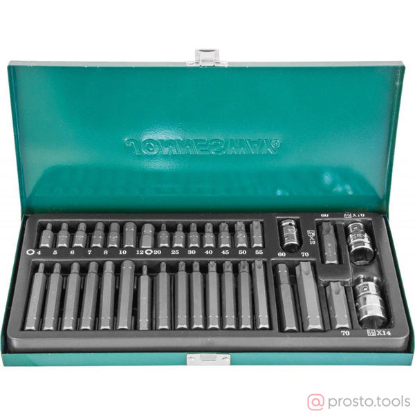 Изображение Набор вставок (бит) 10 мм, 14 мм TORX, HEX, 35пр. S29H4135S //JONNESWAY