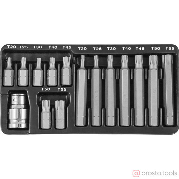 Изображение Набор вставок (бит) 10 мм TORX 15 пр. S29H4215S //JONNESWAY