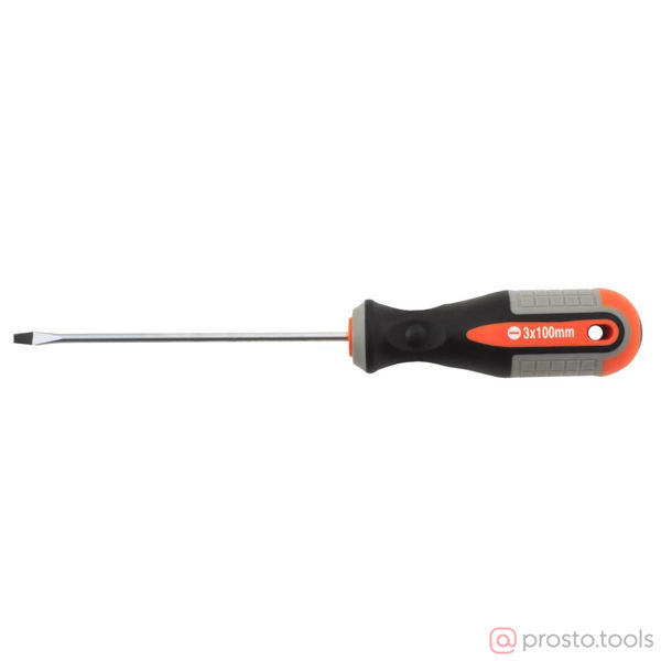 Изображение Отвертка шлицевая 100х3,0 2-х комп. рукоятка ROUND GRIP 750310 //OMBRA