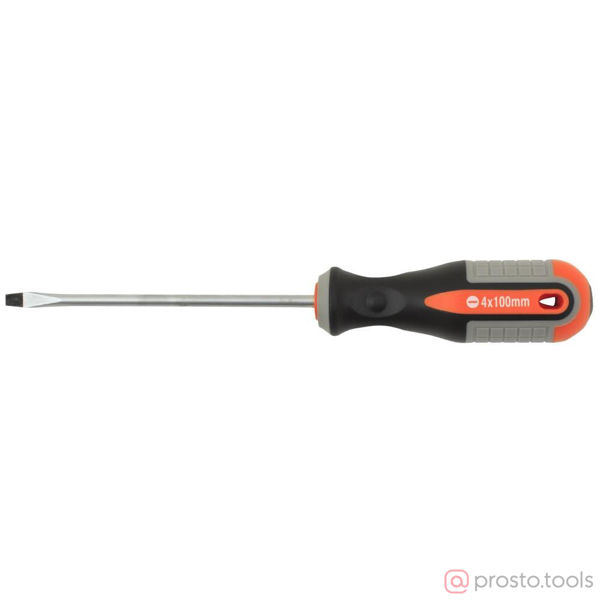 Изображение Отвертка шлицевая 100х4,0 2-х комп. рукоятка ROUND GRIP 750410 //OMBRA