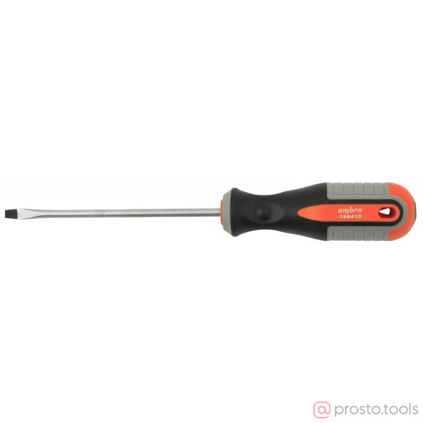 Изображение Отвертка шлицевая 100х4,0 2-х комп. рукоятка ROUND GRIP 750410 //OMBRA