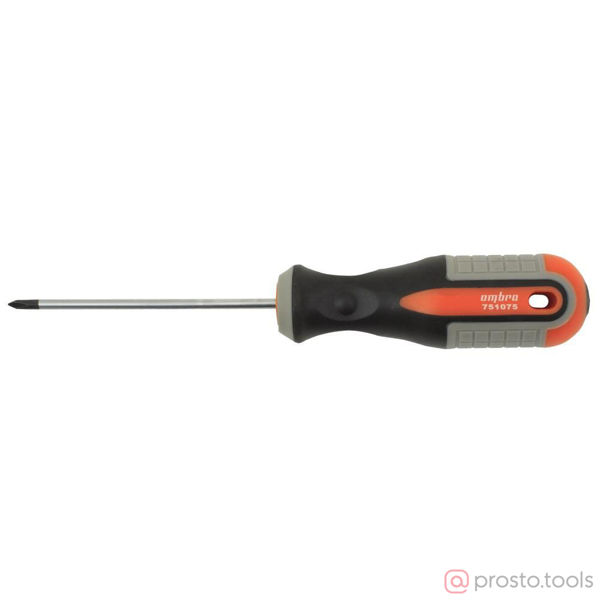 Изображение Отвертка крестовая 75мм PH0 2-х комп. рукоятка ROUND GRIP 751075 //OMBRA