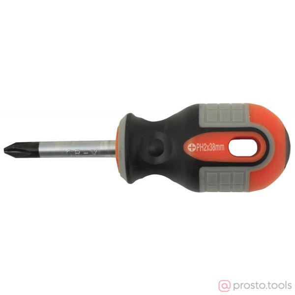 Изображение Отвертка крестовая 38мм PH2 2-х комп. рукоятка ROUND GRIP 751238 //OMBRA