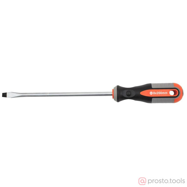 Изображение Отвертка шлицевая 200х8,0 2-х комп. рукоятка ROUND GRIP 752820 //OMBRA