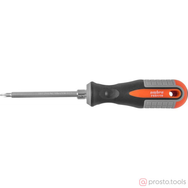 Изображение Отвертка комбинированная 100 мм РН1/SL5 ROUND GRIP 755110 //OMBRA