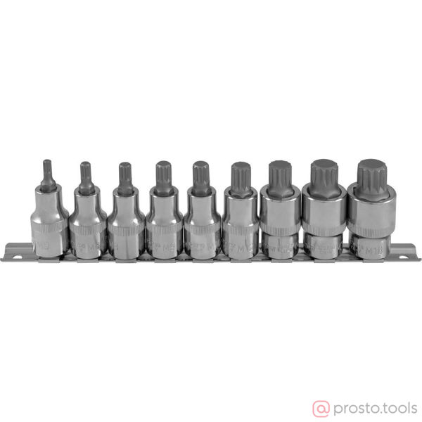 Изображение Набор головок со вставкой 1/2" SPLINE M5-M18 9 пред. 912779 //OMBRA