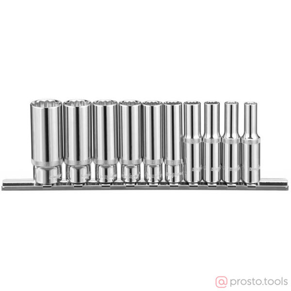 Изображение Набор головок 1/4" 3/16"-9/16" 12 гр. 10 пред. глубокие 914910 //OMBRA