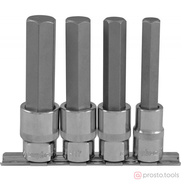 Изображение Набор головок со вставкой 1/2" HEX 12-19 мм L=100мм 4 пред. 921204 //OMBRA