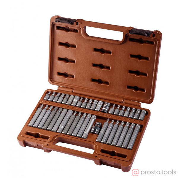 Изображение Набор вставок (бит) 10 мм, TORX, SPLINE, HEX, 40пр. 953240 //OMBRA