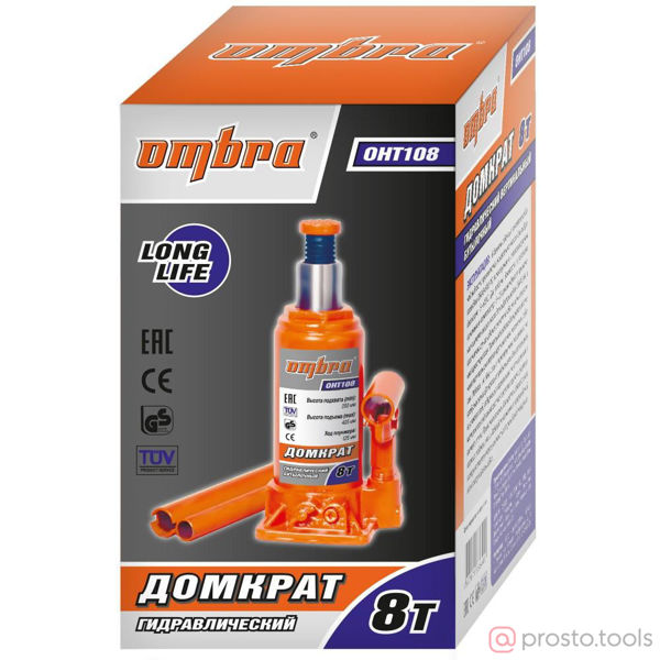 Изображение Домкрат бутылочный гидравлический 8т 200-405 мм OHT108 //OMBRA