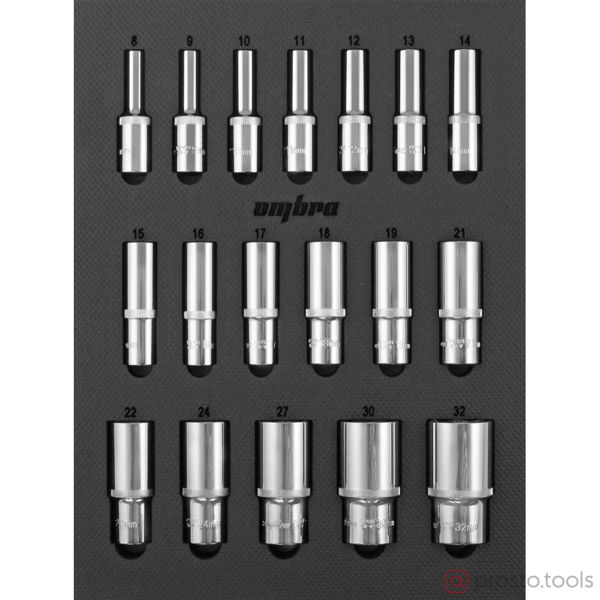 Изображение Набор головок 1/2" 8-32 мм 6 гр. 18 пред. глубокие OMT18STE //OMBRA
