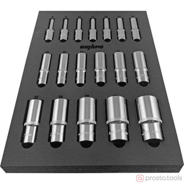 Изображение Набор головок 1/2" 8-32 мм 6 гр. 18 пред. глубокие OMT18STE //OMBRA