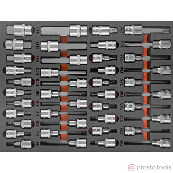 Изображение Набор головок со вставкой 1/2" TORX Т20-Т70 мм 42 предмета OMT42STE //OMBRA