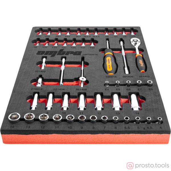 Изображение Набор головок 1/4" 4-14 мм 6 гр., TORX Е4-Е8 50 пред. OMT50STE //OMBRA