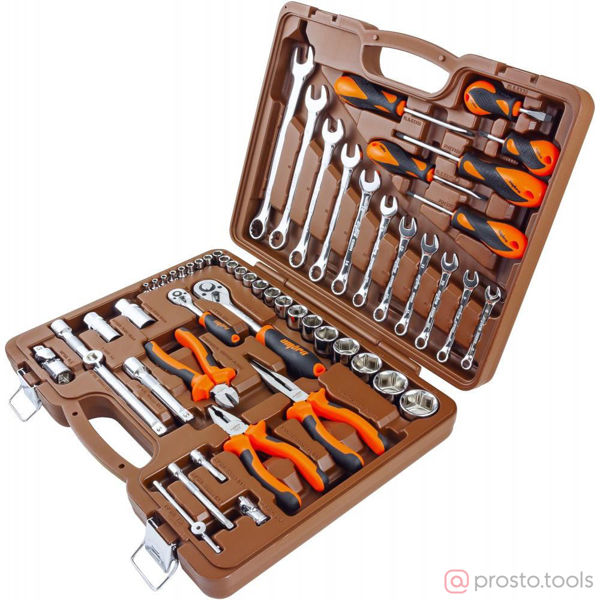 Изображение Набор инструмента 55 пр. пласт. кейс 1/4, 1/2" OMT55S //OMBRA