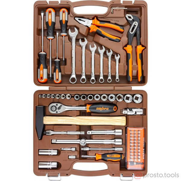 Изображение Набор инструмента 75 пр. пласт. кейс 1/4, 1/2" OMT75S //OMBRA
